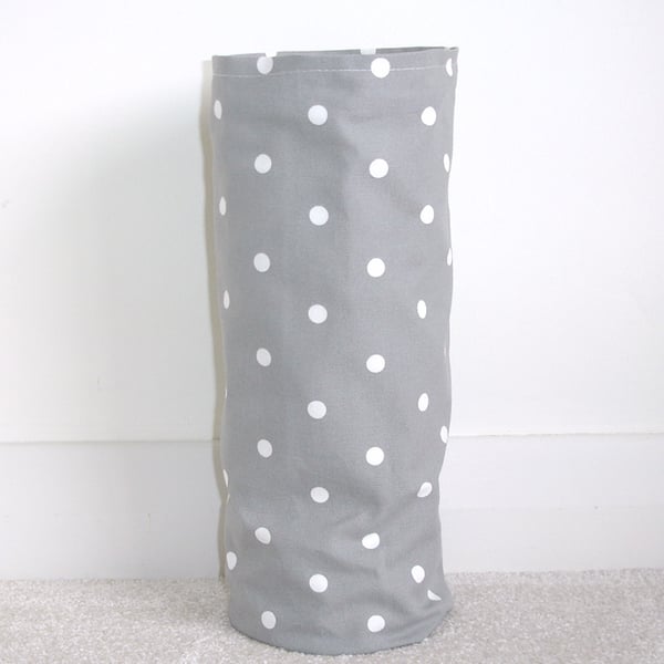 Toilet Roll Holder 2 Loo Roll Storage Basket Grey Polka Dot Spots