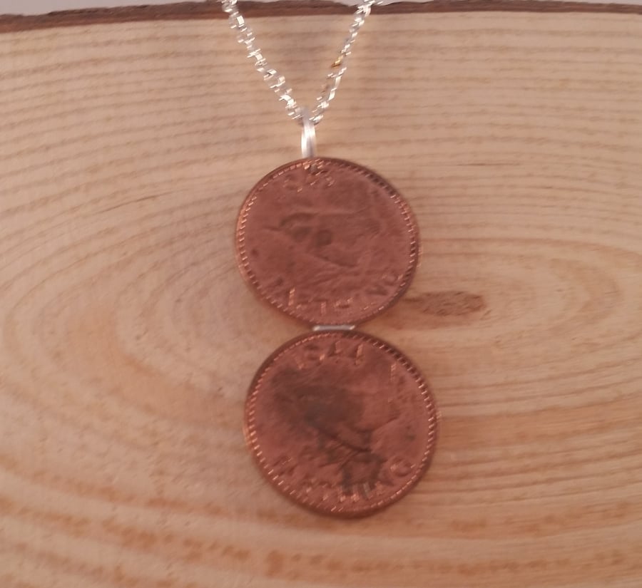 Upcycled Double Farthing Necklace SPN111506