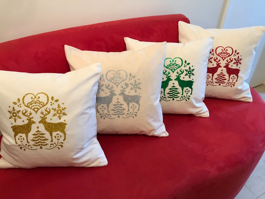 Christmas Glitter Cushions covers only, Christmas decor, Cushion cover only,