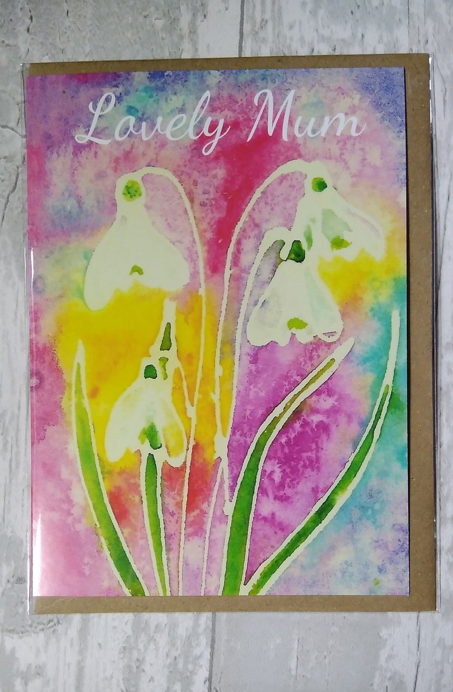 Snowdrops Lovely Mum Birthday card. Mother's Day card