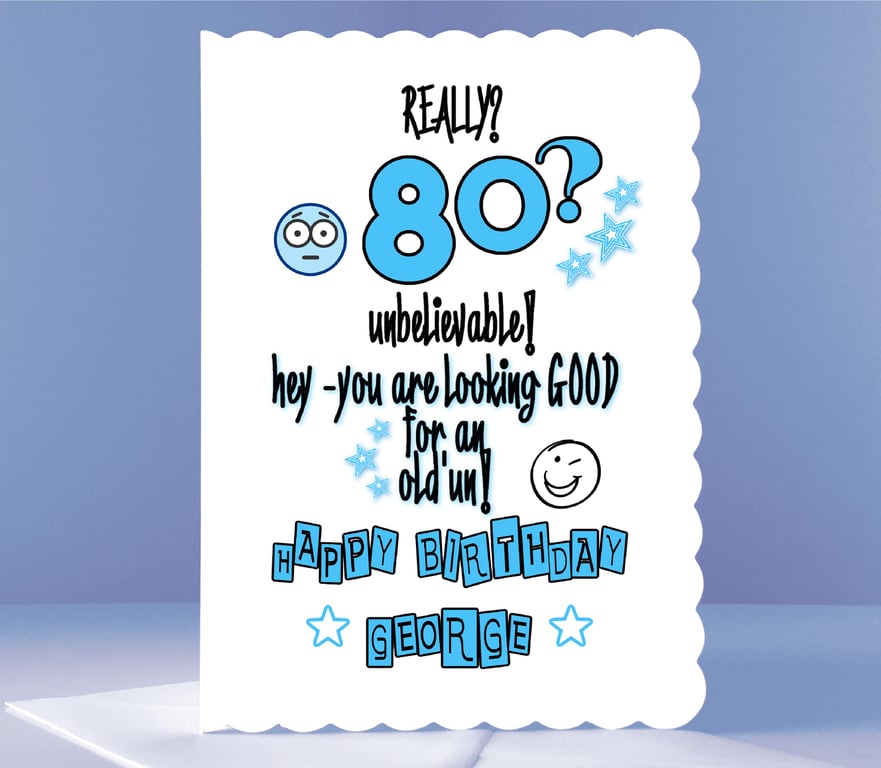 Personalised 80th Birthday Card - Unbelievable!