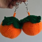 Handmade Crochet Orange Keychains (Set of 2) – Cute Citrus Fruit Bag Charms 