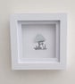 Sea Glass Toadstool Wall Art - Handmade 10 x 10 cm Shadow Box Frame