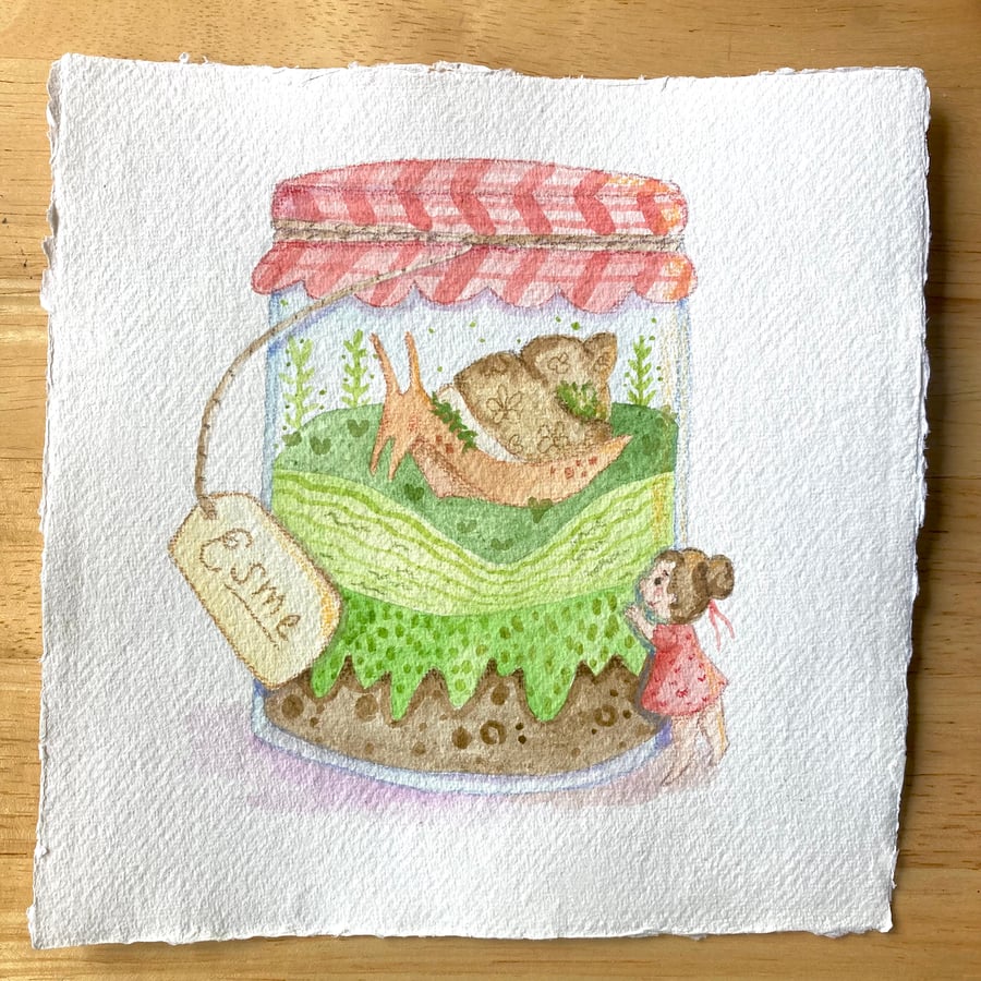 Snail Specimen, watercolour paper, 20cm x 20cm original art.