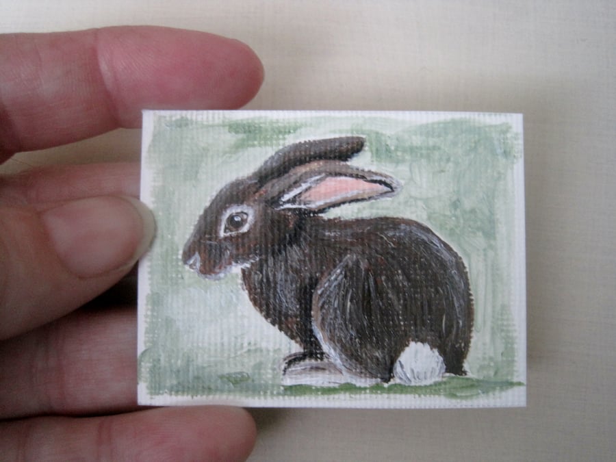 Dolls House Miniature Original Painting Bunny Rabbit SALE