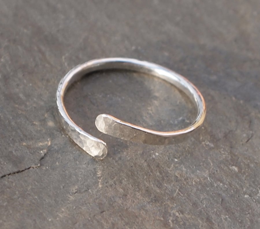 ring, forged silver ring with texture