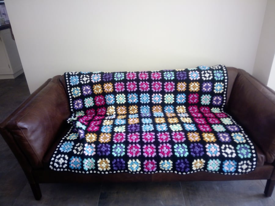 Granny Square Crochet Afghan-Throw -Blanket