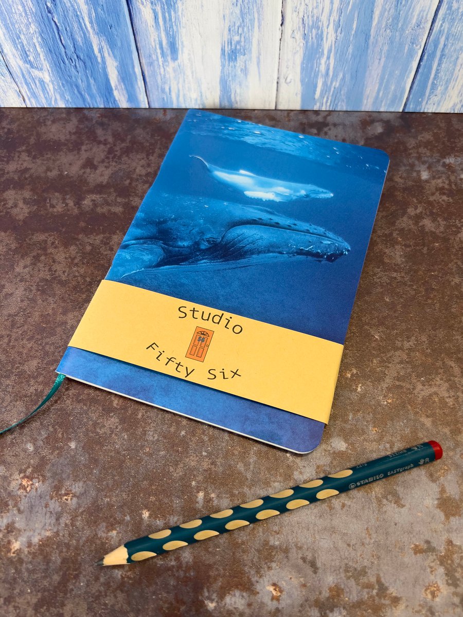 Notebook, Marine themed, A5 (ish), made from up-cycled and recycled materials.