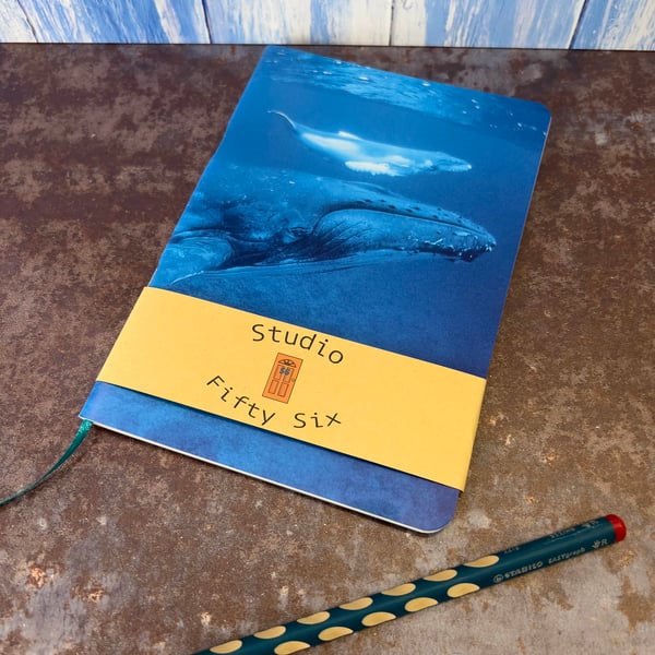 Notebook, Marine themed, A5 (ish), made from up-cycled and recycled materials.