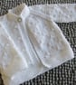 14" Newborn White One Button Knots Cardigan 