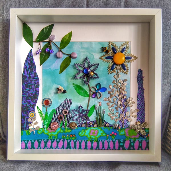 Fantasy Flower Garden Mixed Media Artwork