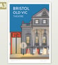 Bristol Old Vic Theatre at Night, A3 illustrated poster print