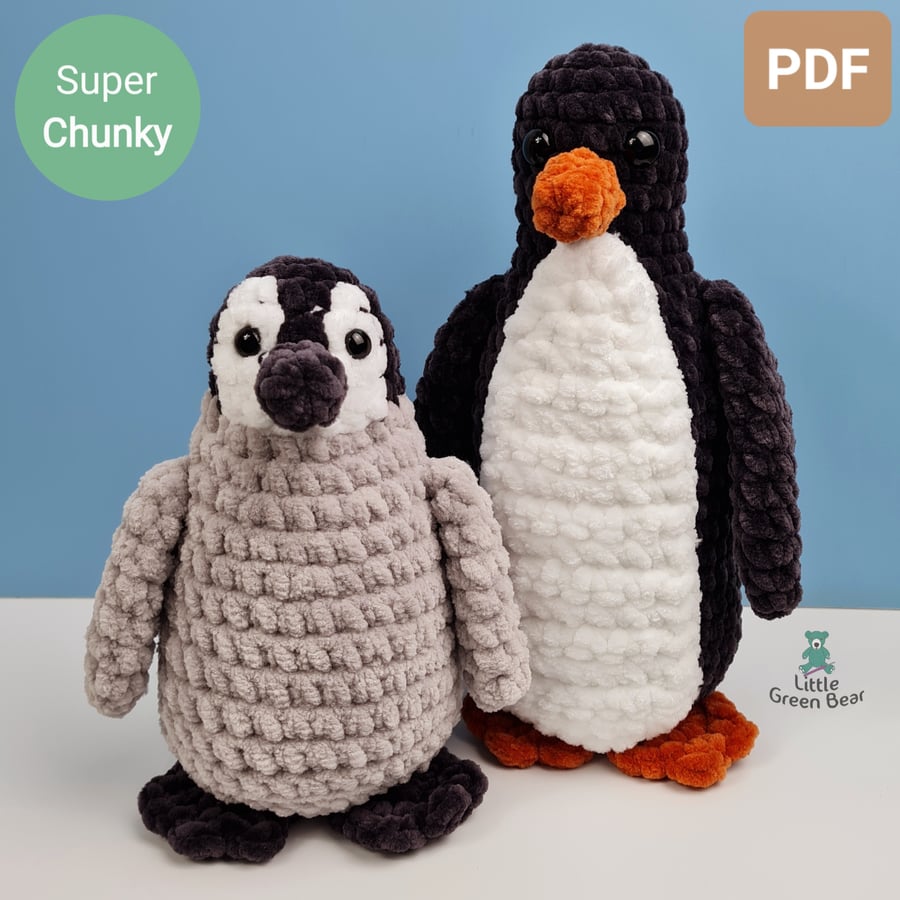 Pru the Penguin Crochet Pattern, Penguin and Chick Amigurumi Pattern