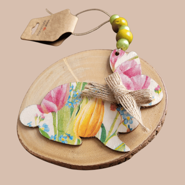 Easter Rabbit Decoupage Tuplip Decoration 