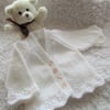 14" White Baby Cardigan 