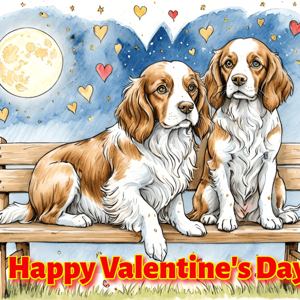 Happy Valentine's Spaniels Card A5