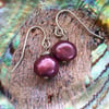 Sterling Silver and Pearl Drop Earrings, Fuchsia