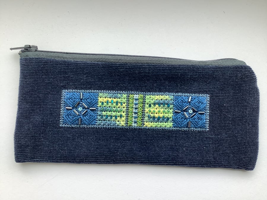 embroidered and beaded pencil-case