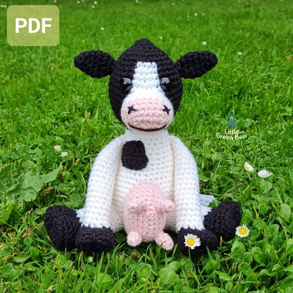 Frannie the Friesian Cow Crochet Pattern, Friesian Cow Amigurumi Pattern