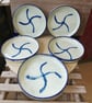 Lovely blue edge shallow ceramic plate bowls - Image 1
