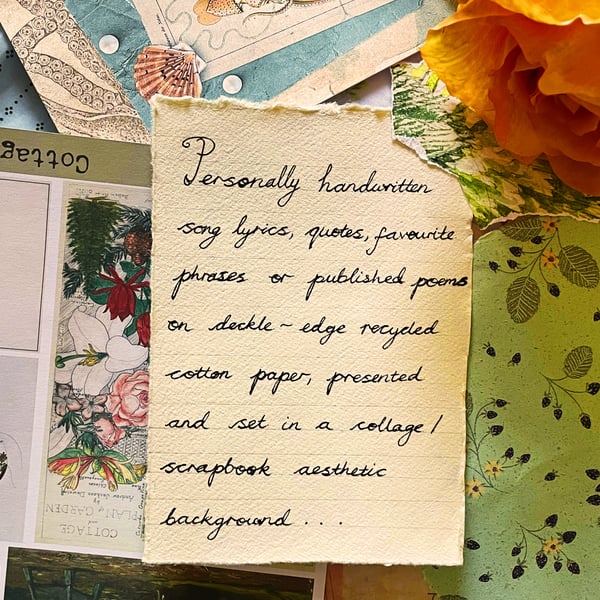 Handwritten Quote, Poem or Lyric in a Mixed Media Setting