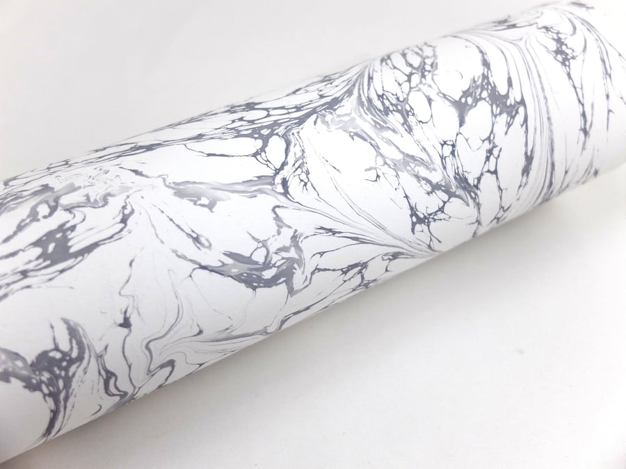 A4 Marbled paper sheet drawn stone neutral grey marble
