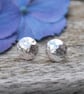 Sterling silver domed studs, hammered silver circle studs, silver circle earring - Image 1