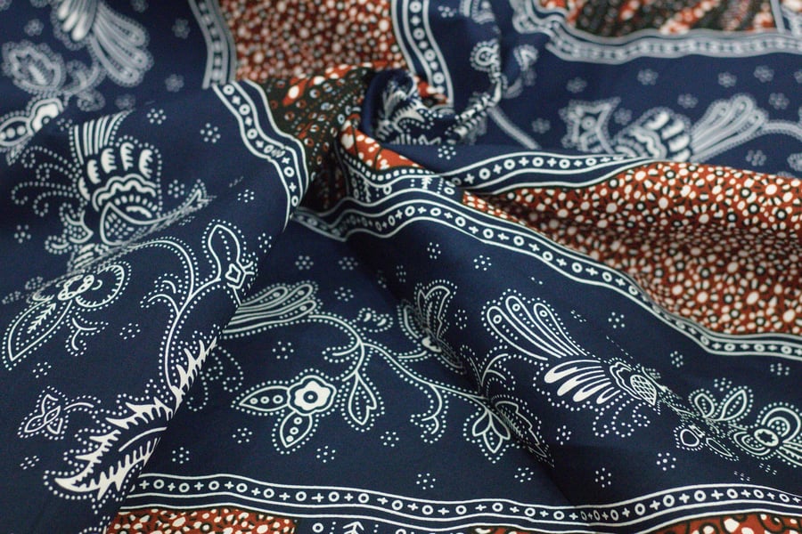 brown & blue dragonfly African Ankara geometric wax printed 100% cotton fabric 