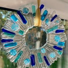 50% SALE!  Handmade fused glass starburst hanging