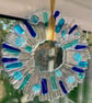 SALE!  Handmade fused glass starburst hanging