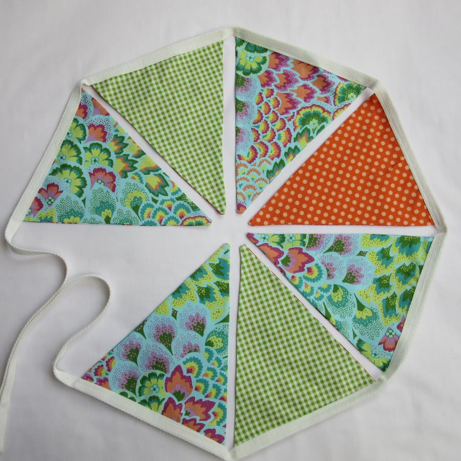 Fabric Bunting - Reversible Kaffe Fassett Floral and Gingerbread House
