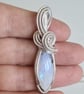 925 Silver & Natural Rainbow Moonstone Necklace Pendant Gift Crystal Jewellery - Image 5