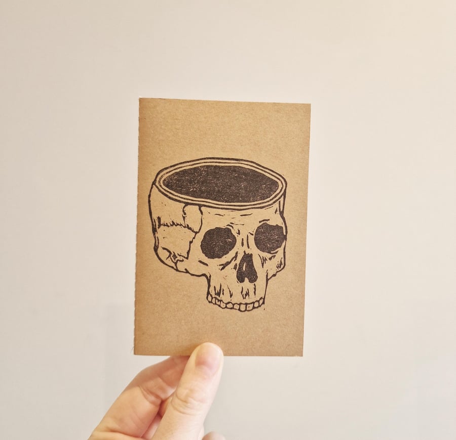 Mindless Skull Lino Printed Pocket Notebook