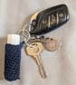 Crochet lip balm holder keychain, bag charm, handmade, keyring accessory - navy - Image 1
