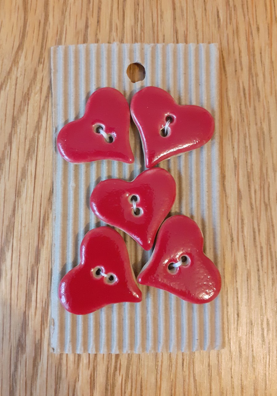 Red ceramic heart buttons