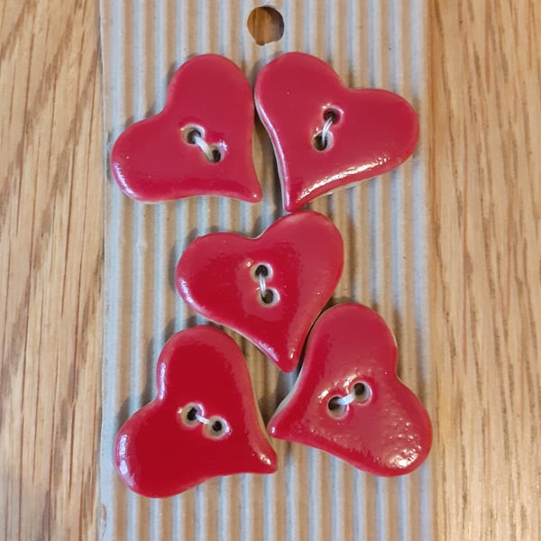 Red ceramic heart buttons