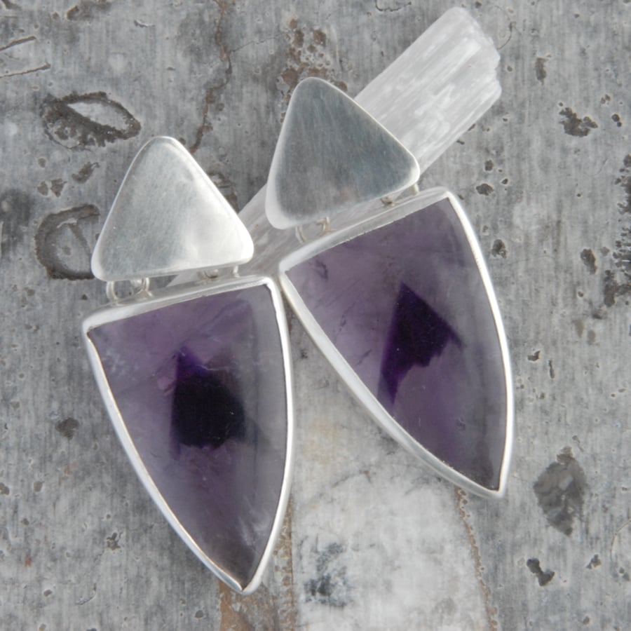 Statement amethyst and sterling silver drop earrings