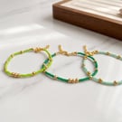 OOAK UK "Green Gold" Handmade Stackable Bracelet Birthday Friendship