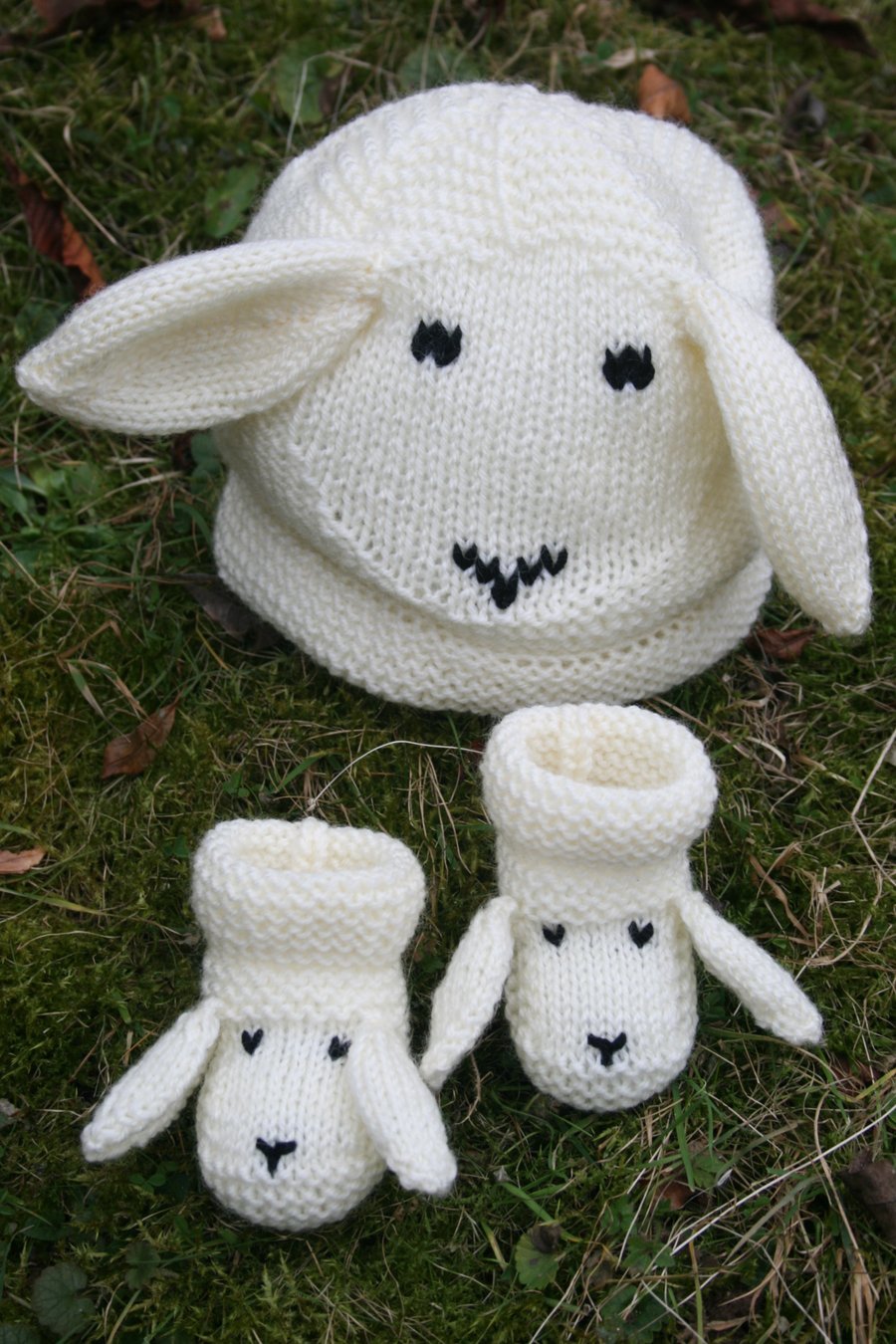 Knitting Pattern in PDF - Snugly Sheep Hat and Booties - for Babies