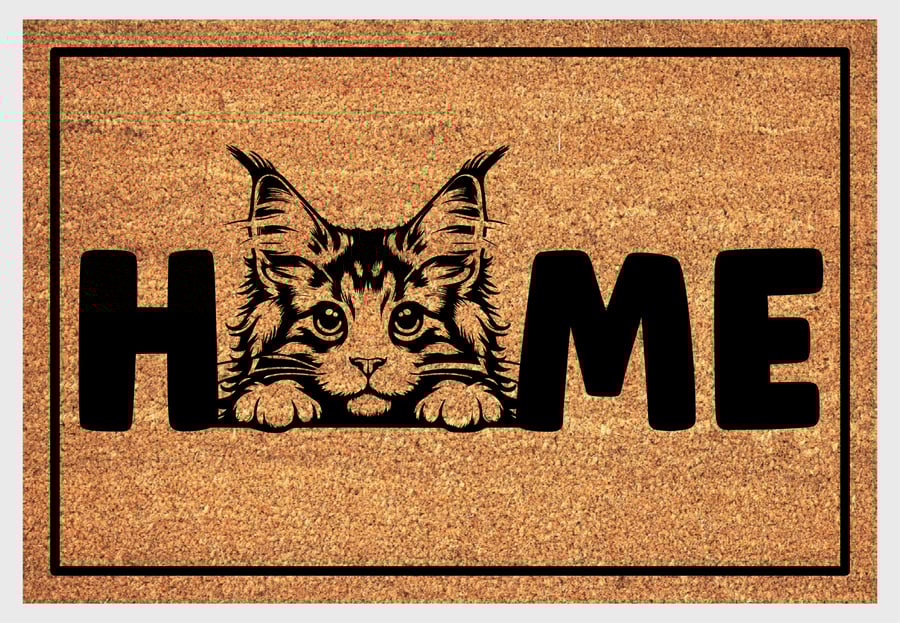 Maine Coon Cat Home Door Mat No.1 - Maine Coon Cat Welcome Mat - 3 Sizes