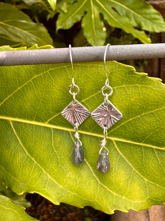 Stormlight Drops-One of a Kind Fine Silver & Labradorite Earrings.