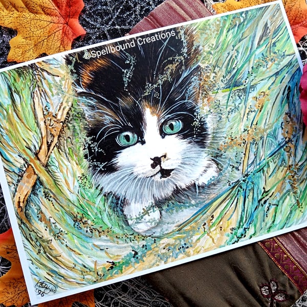 Cat, A5 Quality Print, Crazy Cat Lady, Original Artwork By Delilah, Wall Art,