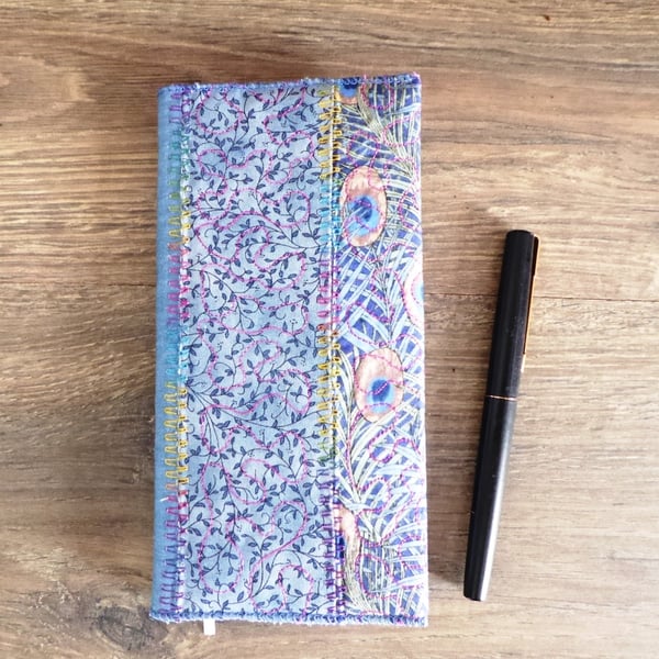 SLIM LINE DIARY -  WITH PATCHWORK  SLIP COVER - FREE POSTAGE