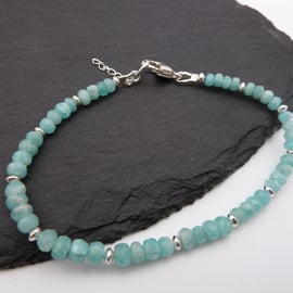 amazonite gemstone bracelet, sterling silver jewellery