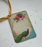 GIFT TAGS, vintage -style. ' The Peacock '  ( set of 3) Rose ..ready to ship... - Image 2