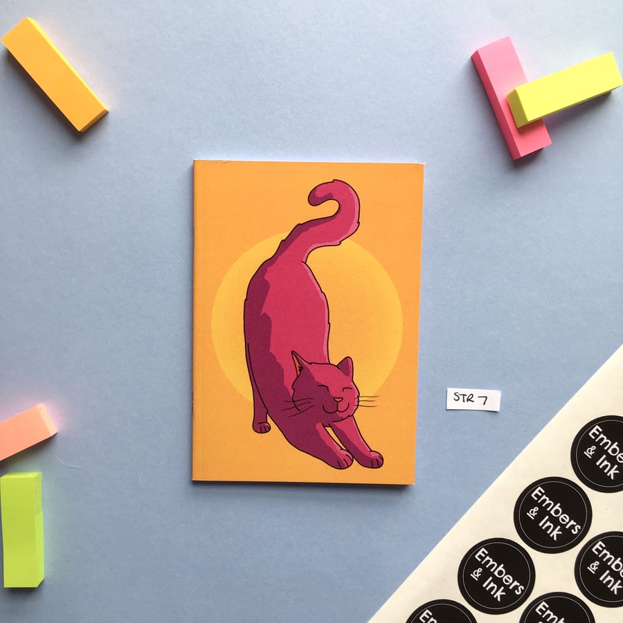 SLIGHT SECONDS SALE Stretching Cat A6 Notebook 'STR 7'