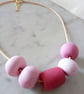PINK CHUNKY POLYMER CLAY NECKLACE - HOLIDAY JEWELLERY -  FREE SHIPPING  - Image 3