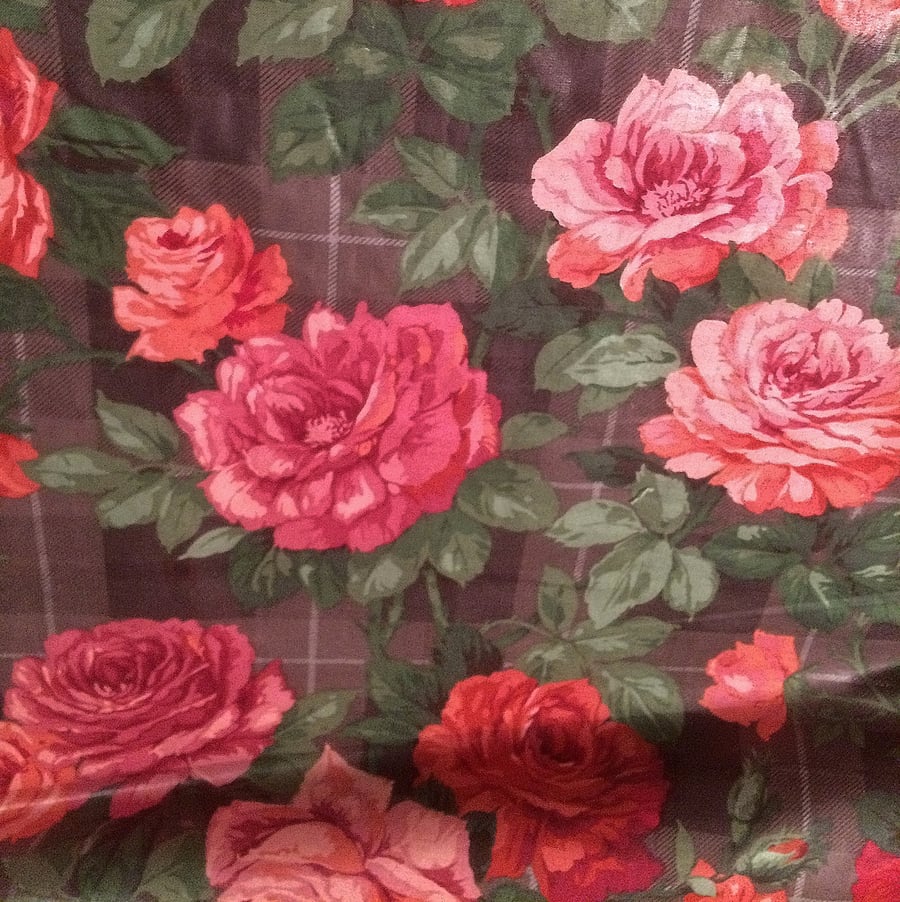 SUTHERLAND Pink roses on grey 80s Sandersons Vintage Fabric Lampshade option 