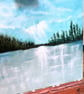 Frozen Lake Painting, Turquoise Winter Landscape, Ready Framed Acrylic Art - Image 5