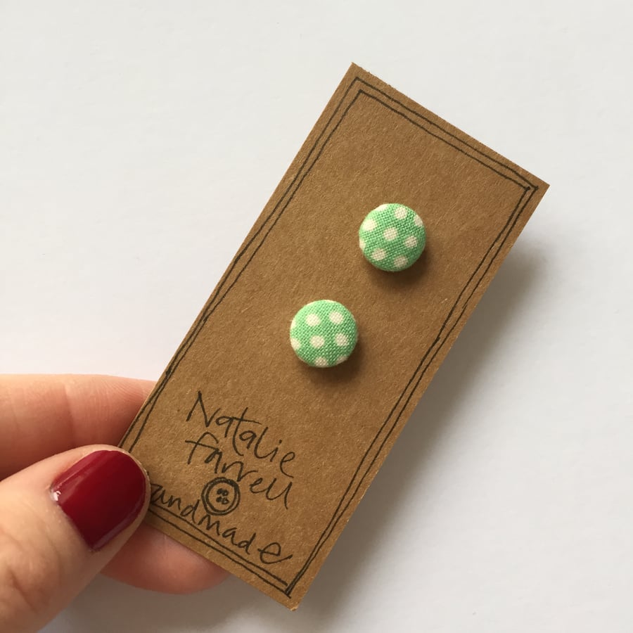 Printed Fabric Button Earrings